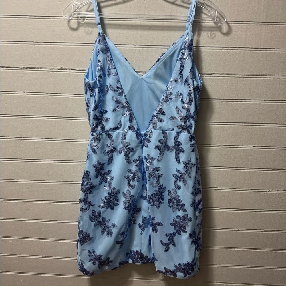 Elegant Blue Sequins Homecoming Dress - Picture 4 of 8